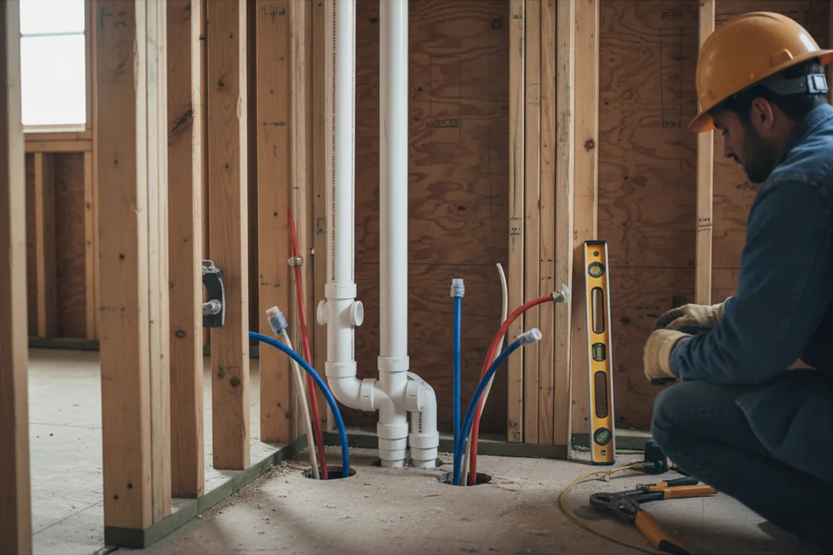 Drain and supply rough-in during Drain Cleaning in Snover